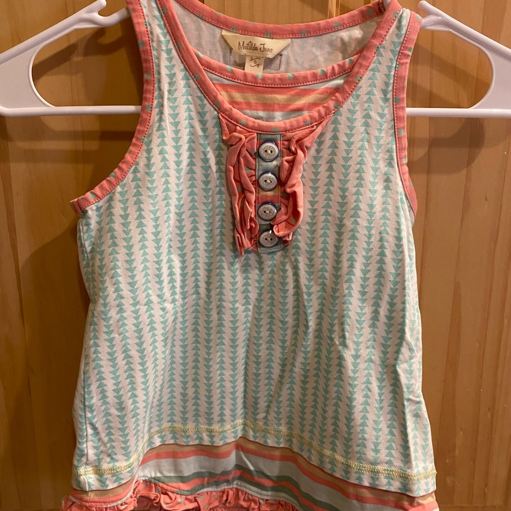 Matilda Jane Girls Sleeveless Top - Green and Coral